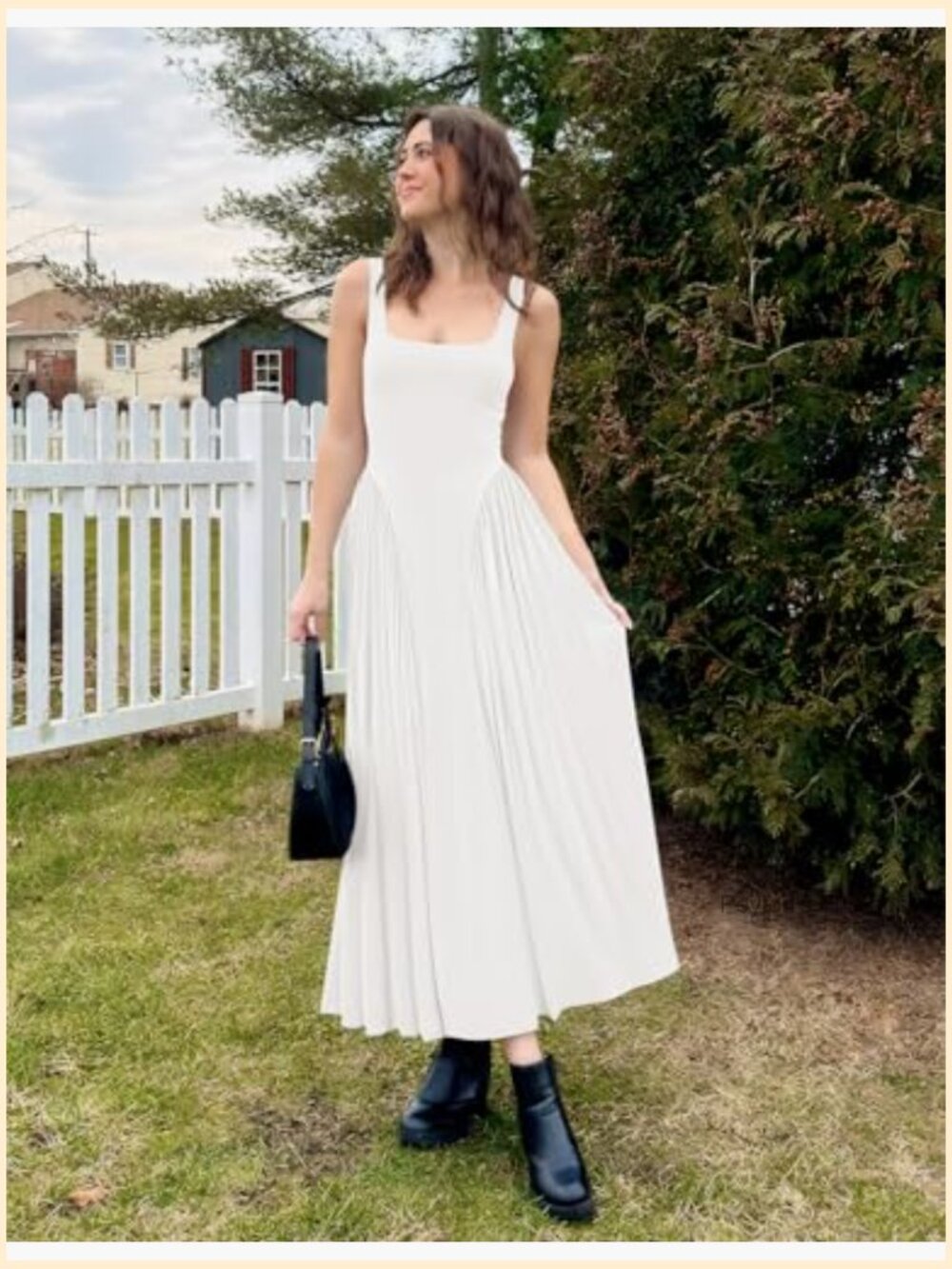 Square Neck Sleeveless Maxi Sundress A-Line Flowy Beach Vacation Dress - Picture 6 of 7